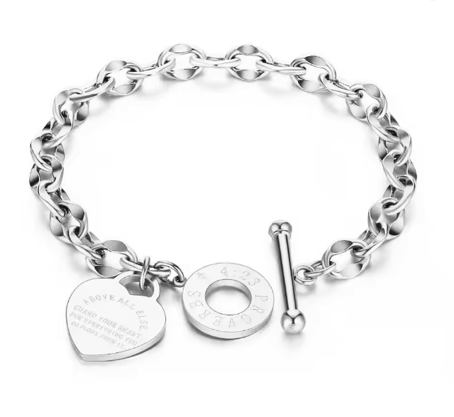 Pulseira Inspiração Tiff com Fecho T e Coração