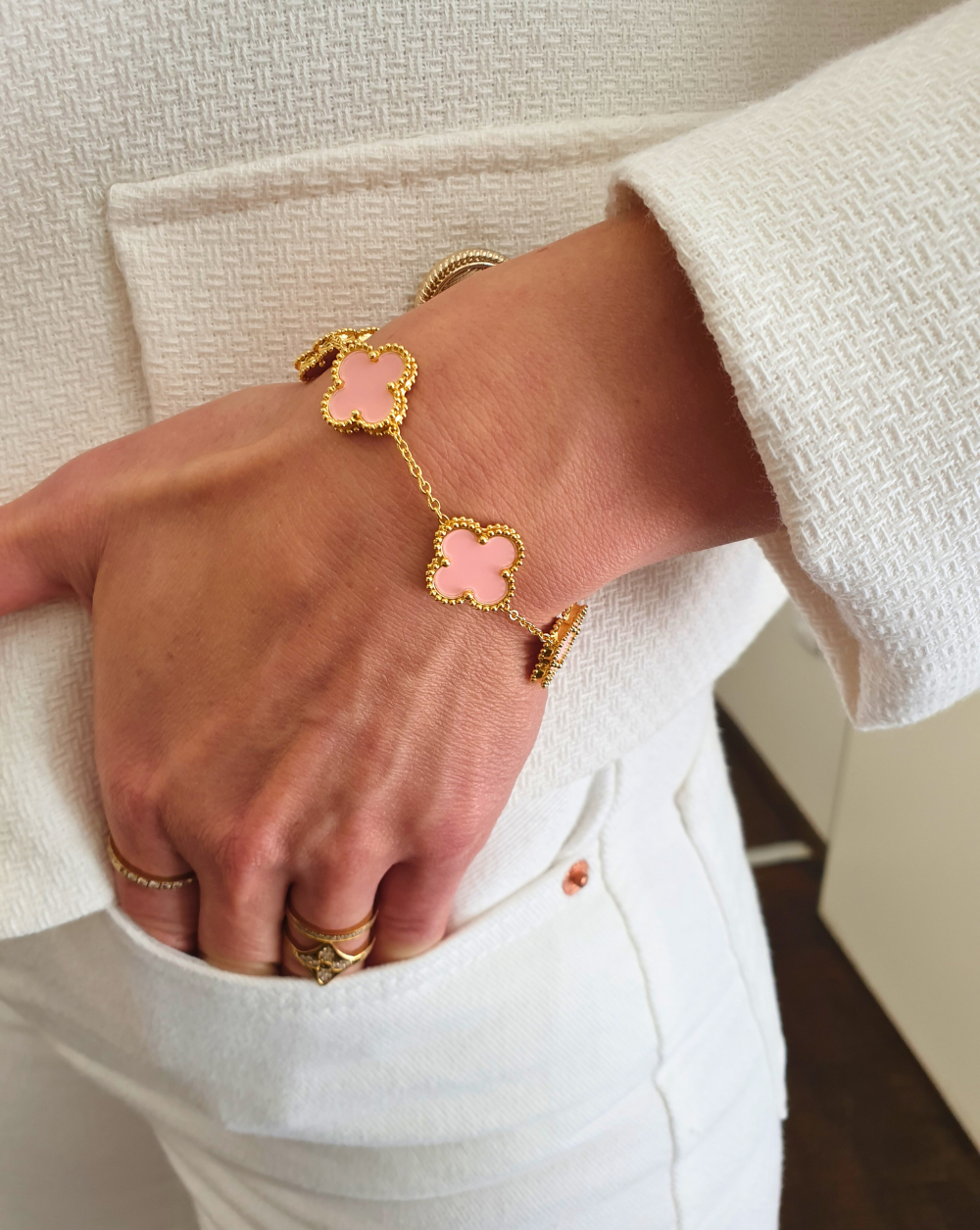 Pulseira 4 trevos inspiração Van Rosa