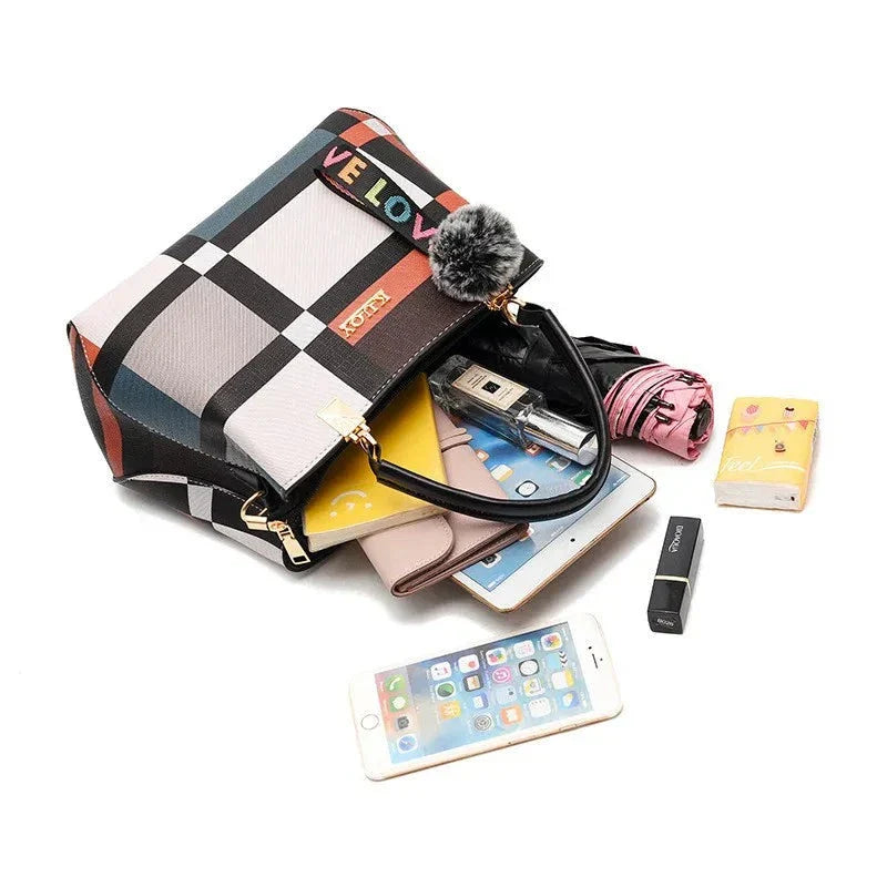 Bolsa feminina de ombro xadrez